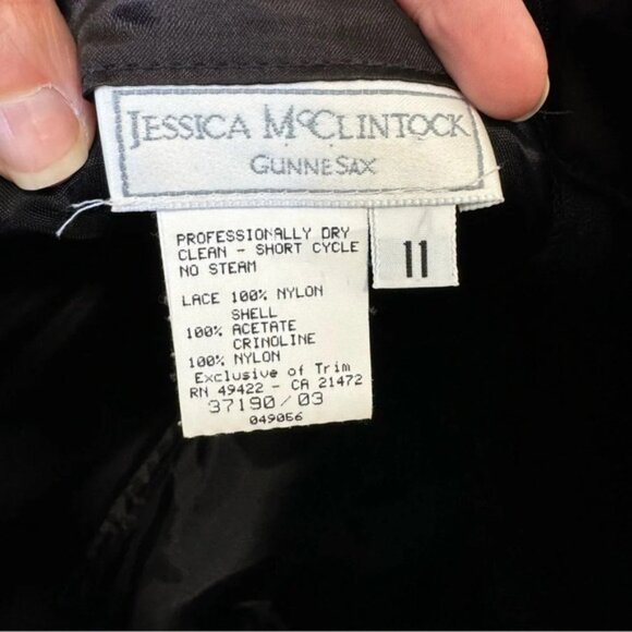 Jessica McClintock Gunne Sax Vintage Black Cape Jumpsuit - Picture 7 of 7